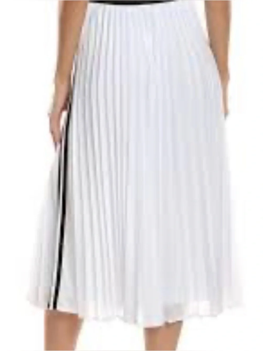 New KARL  Lagerfeld Pleated Midi Skirt with Black Side Stripe